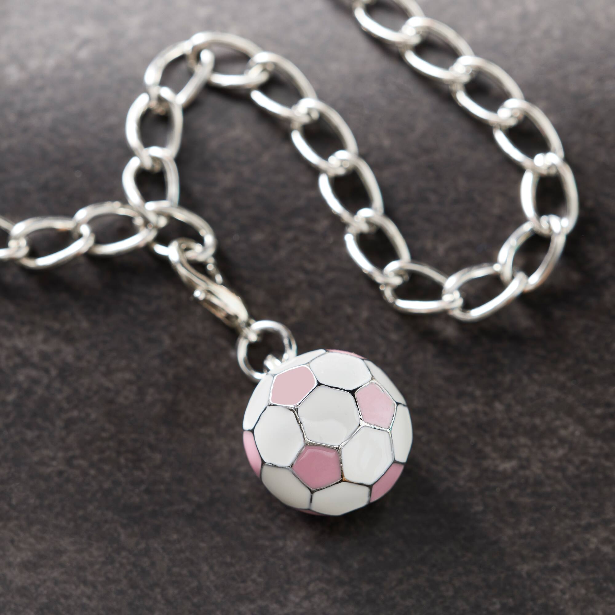 12 Pack: Pink Soccer Ball Charm by Bead Landing™